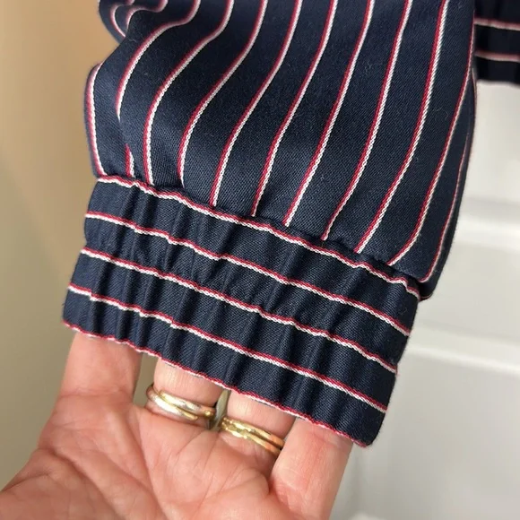 Banana republic red, white, & blue striped bomber jacket Small - Picture 5 of 9